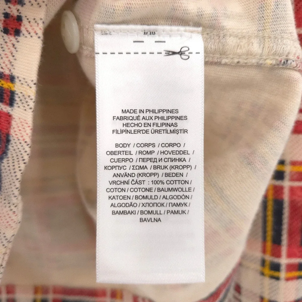 RRL Double Ralph Lauren Plaid-print jersey camp Shirt Womens 3 (US6) NWT $295 - Picture 10 of 13